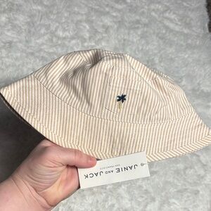 NWT Janie & Jack Boys 18 To 24 Months Tan And White Striped Hat Palm Tree
